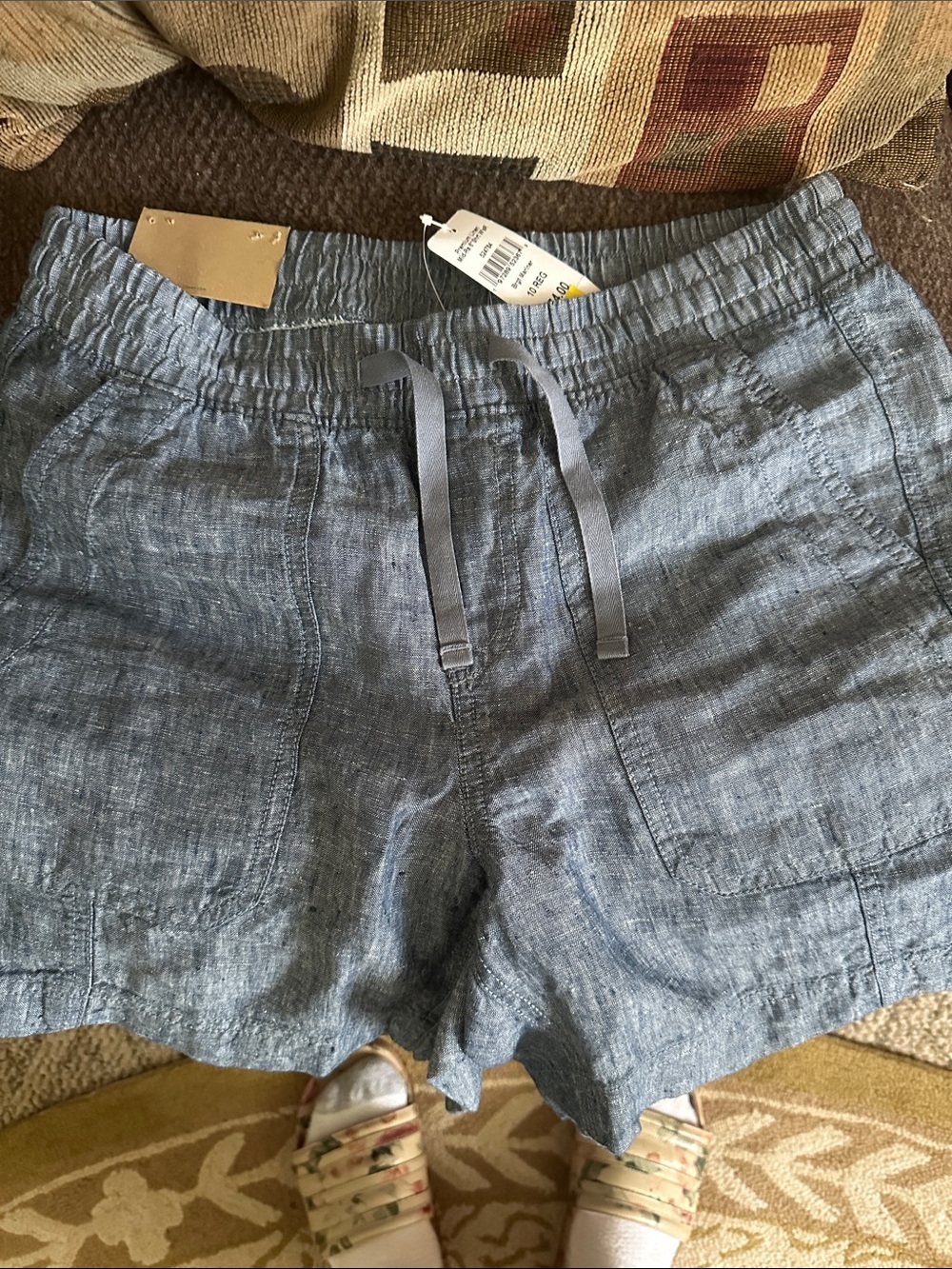 L.L. Bean Blue Drawstring Linen-Blend Women’s Shorts